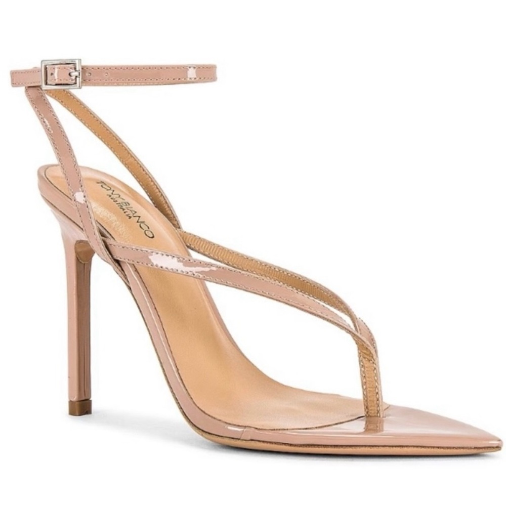 Tony Bianco Nude Patent Stiletto Thong Sandal